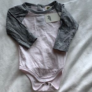 Monica & Andy long sleeve baseball onesie 0-3 mos